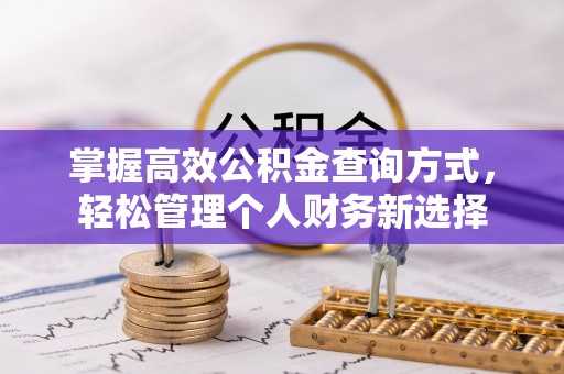 马村掌握高效公积金查询方式，轻松管理个人财务新选择